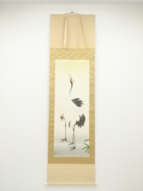 道具 ] - 道具 春山筆 双鶴 肉筆絹本掛軸（共箱） | ネットショップ圭